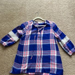 Plaid 3/4 sleve top